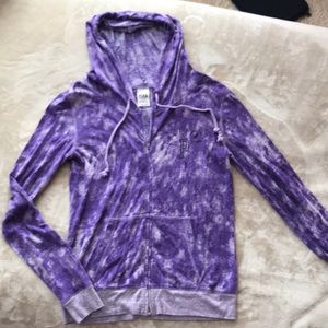 Pink light weight purple tie dye zip up sweater